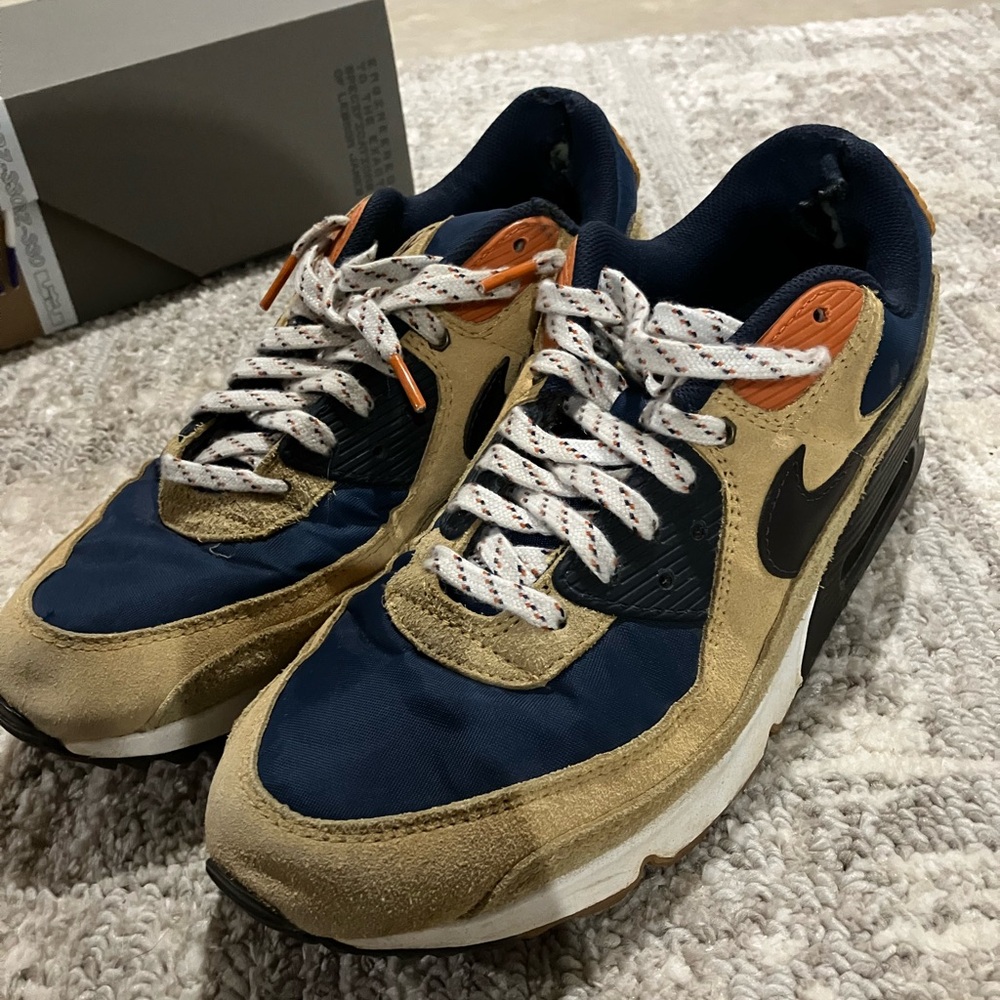 Nike Blue and Tan Retro Sneakers